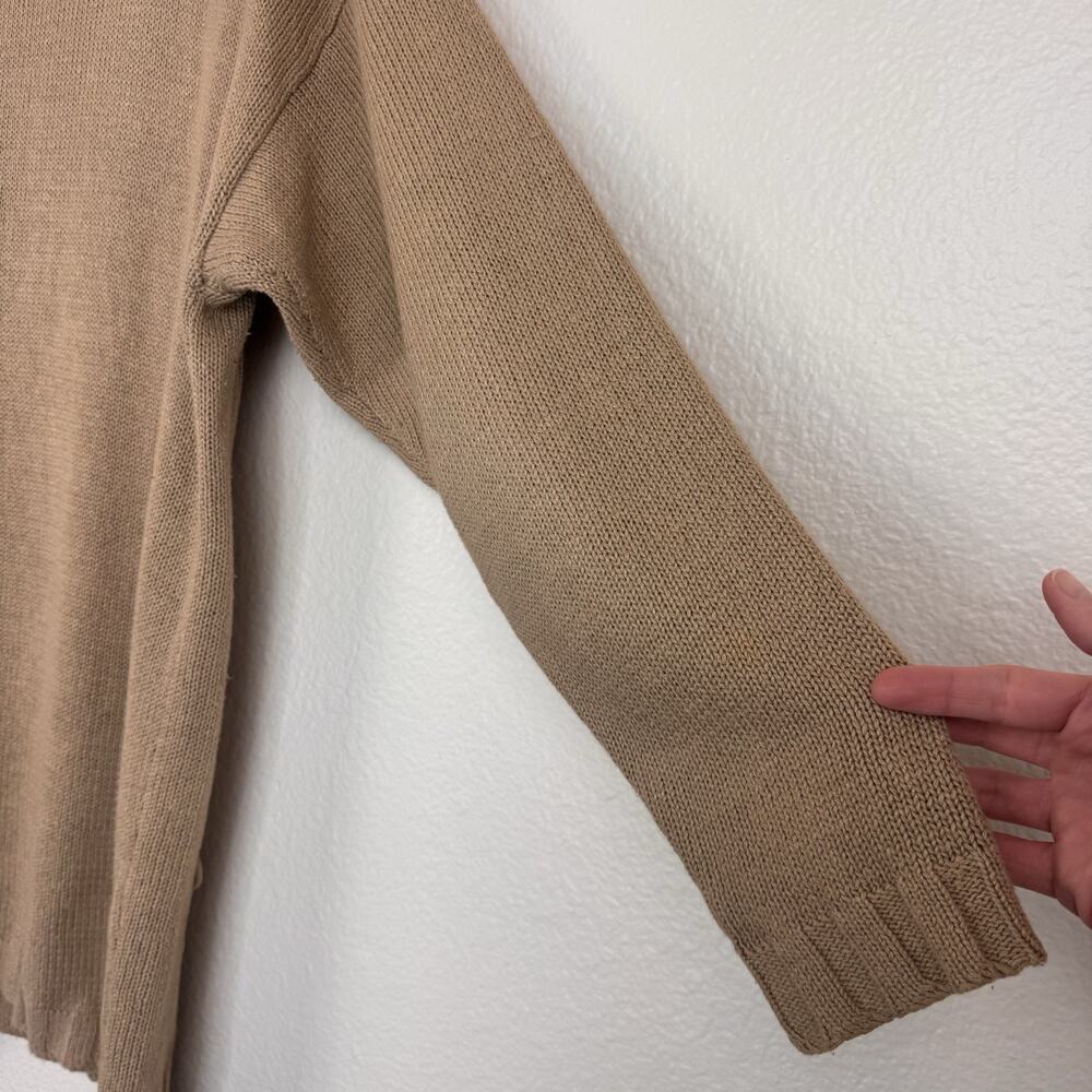 Vintage Newport News Embroidered 90s Mom Knit Tunic Sweater Cottagecore Tan M - Picture 15 of 16